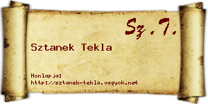 Sztanek Tekla névjegykártya